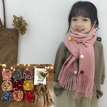 Осень-зима, новая Корейская версия однотонного детского шарфа, маленький свежий кашемировый шарф с шипами для мужчин и женщин