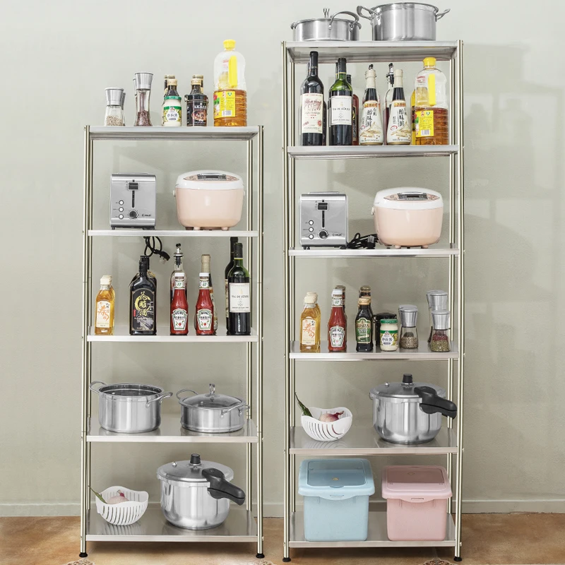 

Stainless steel kitchen rack floor-standing sandwich multi-layer storage rack storage shelf pot pot miscellaneous spice rack