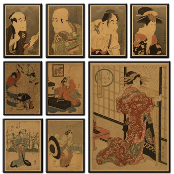 

Kanagawa Japanese women Ukiyoe/kraft paper/Wall stickers/cafe bar poster/Retro Poster/decorative painting