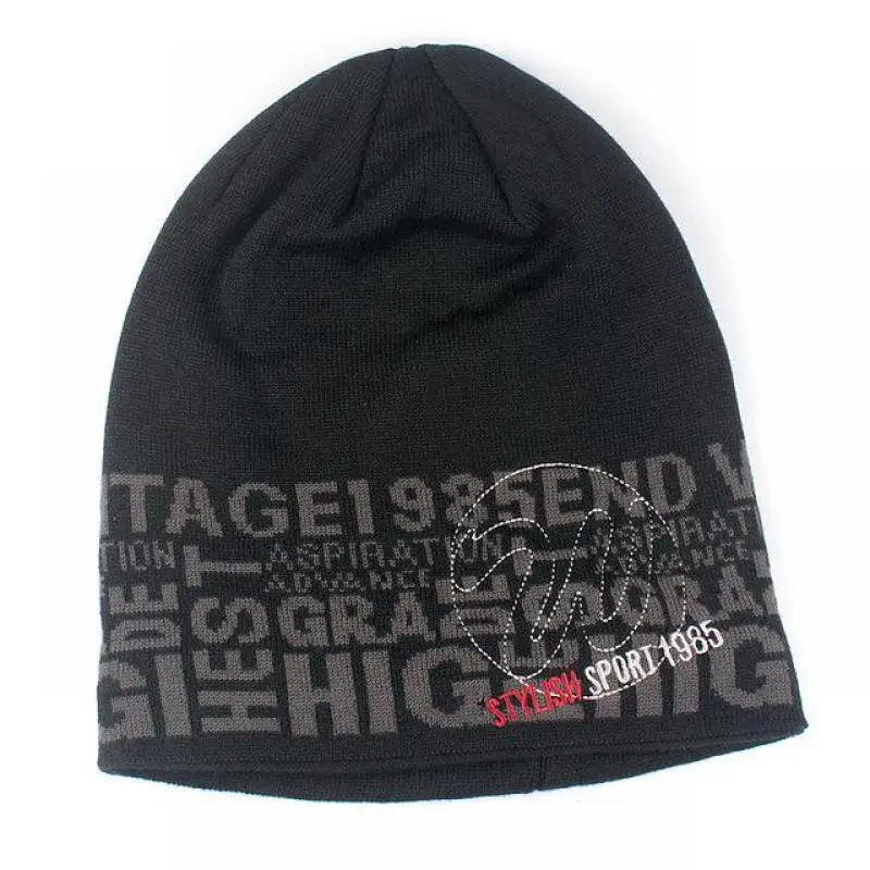 Men Winter Hat Knitted Beanies Skullies Warm Bonnet Caps Baggy Solid Thicken Fur Winter Hats For Men Women - Цвет: Black