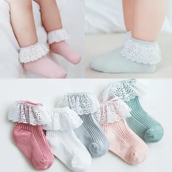 

2020 Breathable Cotton Lace Ruffle Princess Mesh Socks Children Ankle Short Sock White Pink Green Purple Baby Girls Kids Toddler