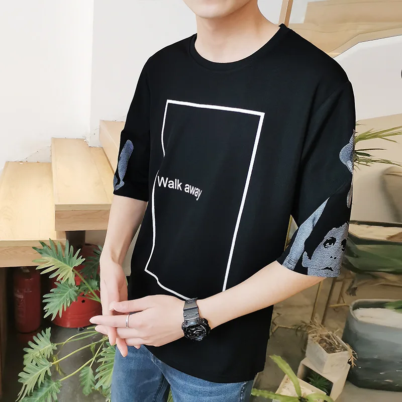 

Casual New Style 2019 Spring Men'S Wear Short-sleeve Pullover Youth Popularity Not Hooded MEN'S T-shirts Straight