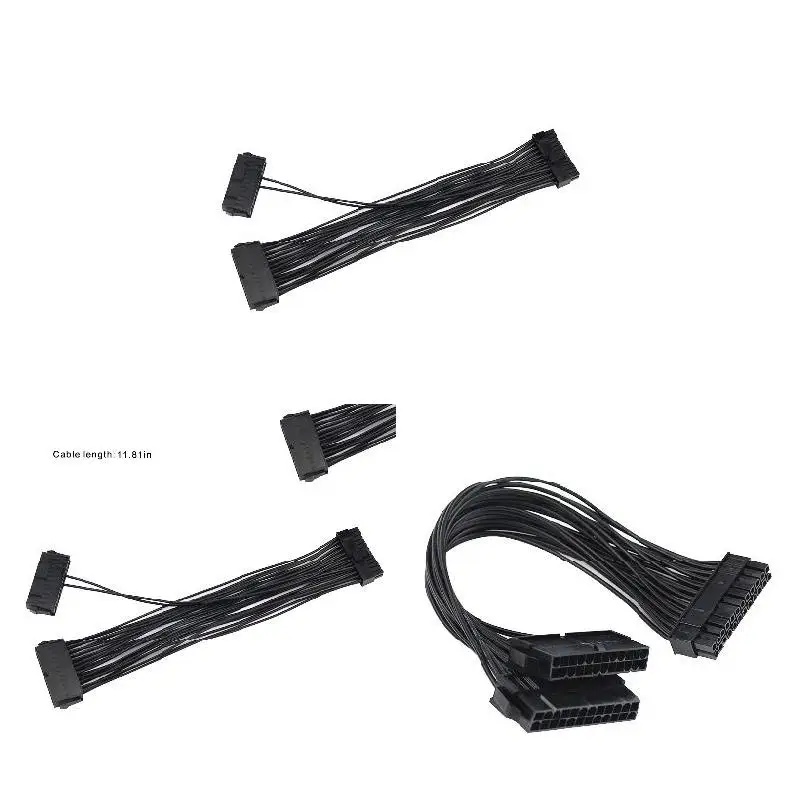 New 24Pin 20+4pin Dual PSU ATX Power Supply Adaptor Cable Connector For Mining 30cm UY8