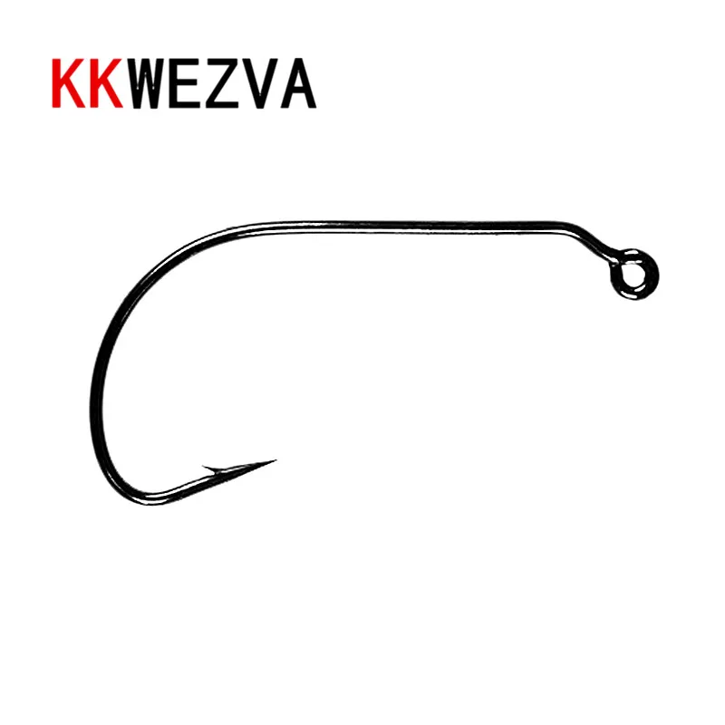 

KKWEZVA 100pcs Competition Fly Fishing Hook fly tying hook Fishing Dry Nymph Shirmp Wet Caddis Fly Hook Black Nickle Angle hook