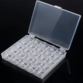 

25pcs Plastic Clear Home Sewing Machine Thread String Empty Bobbin Spools Storage Box For Home Sewing Accessories Tools
