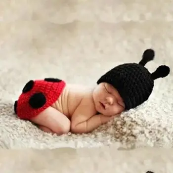 

2pcs Knitted Baby Hat Underpants Set Plush Giraffe Ladybug Fox Owl Style Newborn Clothing Photography Accessories