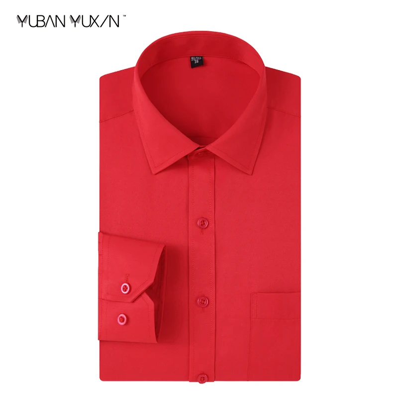 

YUBANYUXIN Men Spring Autumn 40% Cotton Business Black Solid Color Dress Shirt S-8XL Sweat Absorbent Long Sleeve Slim Shirts