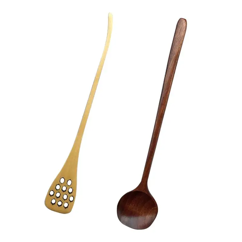 2 шт. резная медовая расческа из дерева, с длинной ручкой прочные ложки для помешивания ложки для размешивания кофе молочный напиток мед