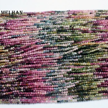 

Meihan (3strands/set) Natural Colorful Tourmaline 2.7mm faceted round loose beads stone for jewelry making design