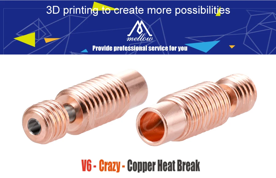 Bocal da Impressora Garganta para 1.75mm Mellow All-metal Calor Quebrar Cobre & Aço Inoxidável 3d E3d v6 Hotend Aquecedor Bloco nf V6-crazy 37 Peças e acessórios em 3D