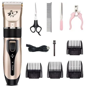 

USB Rechargeable Electric Dog Pet Hair Trimmer Grooming Remover Tools Kit (Gold)