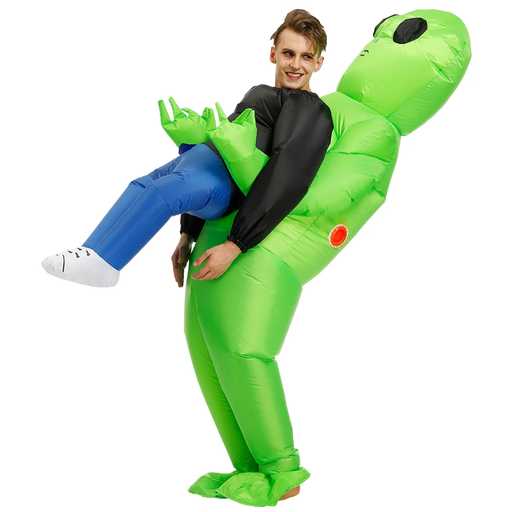 Disfraz de Alien verde de bazwery para adultos y niños, traje divertido  inflable para fiesta, Halloween - AliExpress