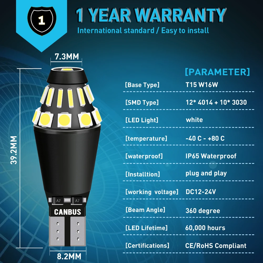 2x T15 W16W светодиодный светильник Canbus без ошибок для Volkswagen VW CC GTI Passat B7 задний фонарь
