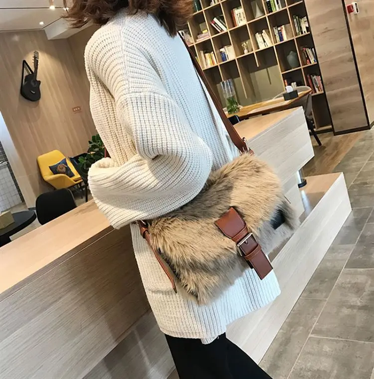 Winter Fashion New Sweet Girl Square bag High quality Soft Plush Women's Designer Handbag Casual Shoulder Messenger bag