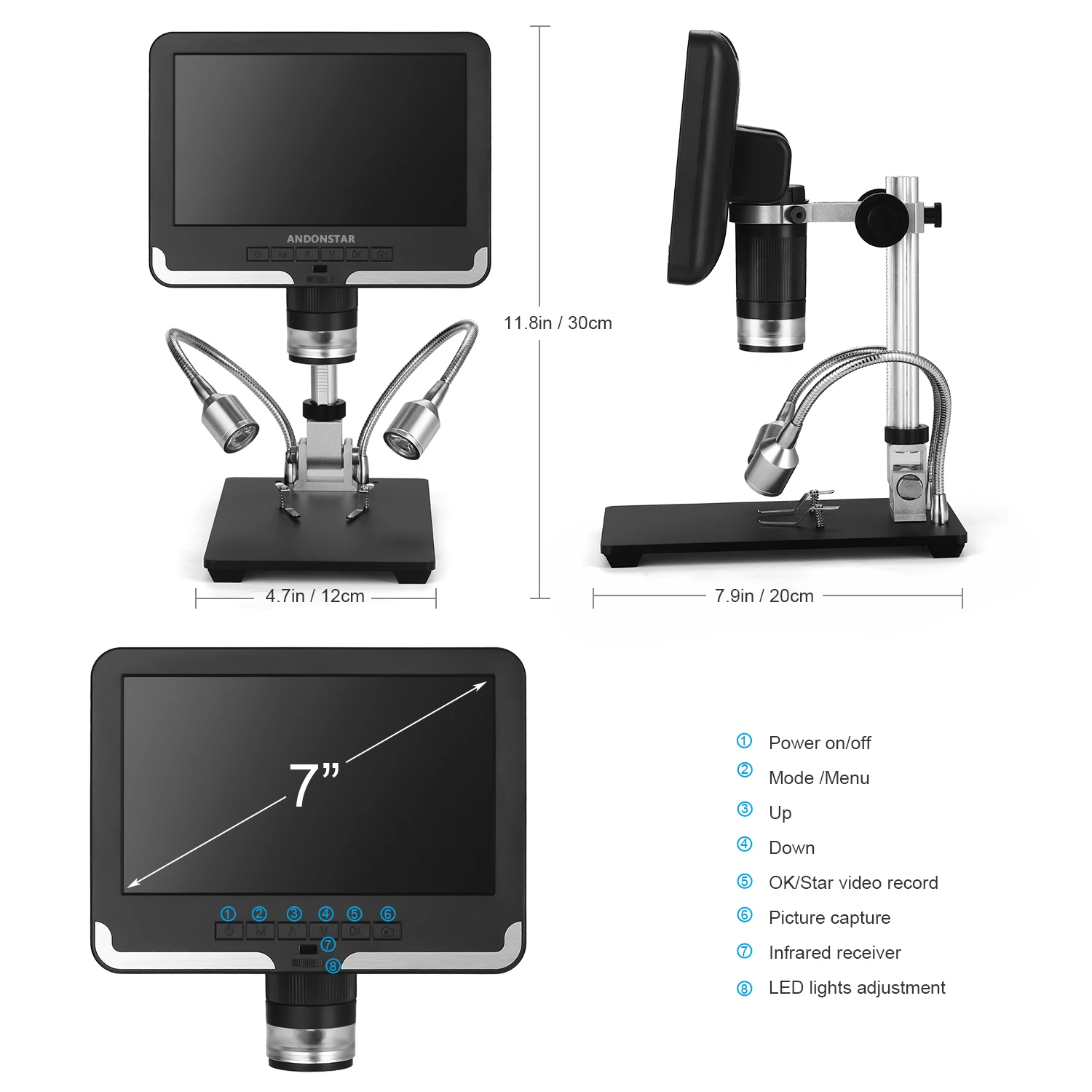  Andonstar 7 inch LCD Screen Digital Microscope AD206 Affordable SMT Soldering Microscopic Applicati