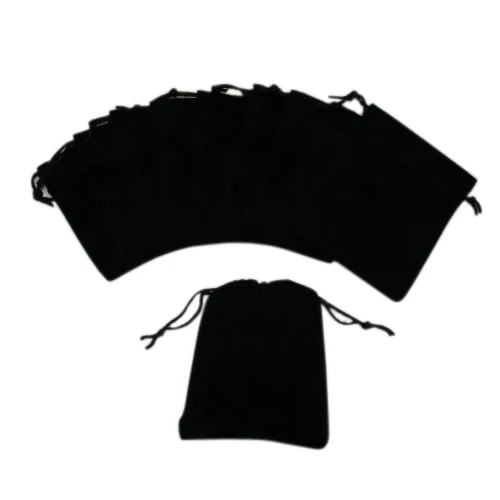 

New Small Velvet Black Pouches With Drawstrings