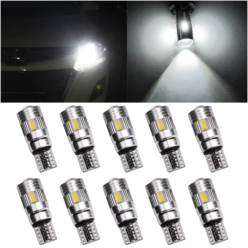

2pcs T10 W5W Flashing LED Car Bulb Canbus Auto Interior Reading Roof Light Side Parking Wedge Reverse Brake Lights 5W5 5630 6smd