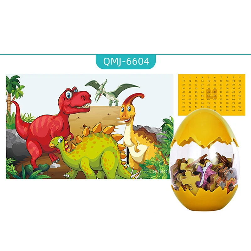 60pcs Wooden Puzzles Dinosaur Egg Packaging  Dinosaurs Puzzle Jigsaw Board Educational Toys For Kids Puzzles Gifts 11