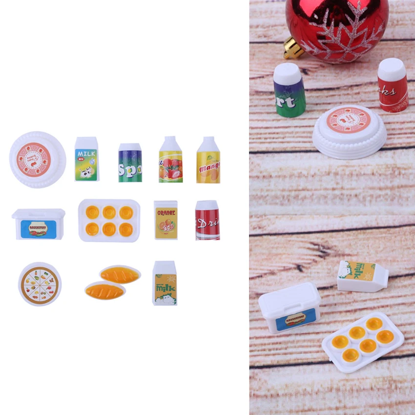 

12Pcs/Lot Hot Sale Mini Simulation Food Drink Snack Tableware Accessories Dolls Set House Decoration Doll Kids Classic Toys