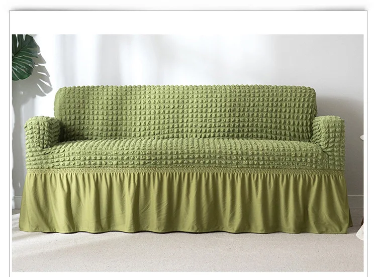 Чехол для дивана в клетку с рисунком попкорна, плотно обмотанный эластичный чехол для дивана с юбкой/Чехлы для мебели - Цвет: Green