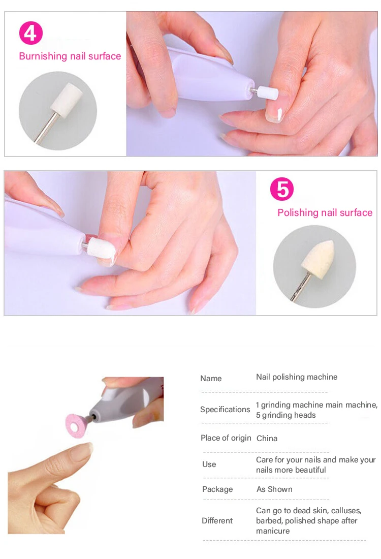 Electric Nail Kit Nail Tips Manicure Machine Pen Shaped Pedicure 5 Bits Nails Tools Mill Kit,Nail Machine Portable Pen Grinders