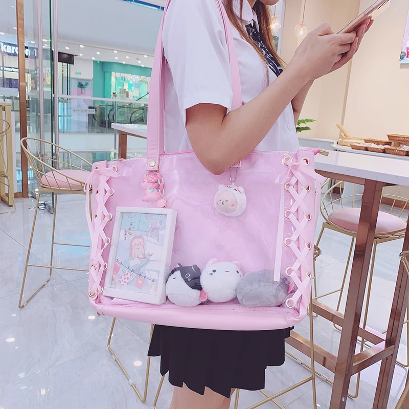 Ita сумка на плечо японская Лолита прозрачная сумка PU односторонняя прозрачная сумка для Dango значок шоу Ita сумка JK Косплей