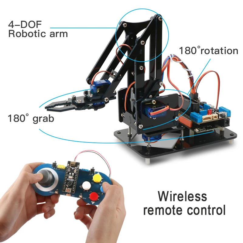 4DOF DIY Robot Arm Kit Educational Robotic Claw Set Mechanical Arm For ...