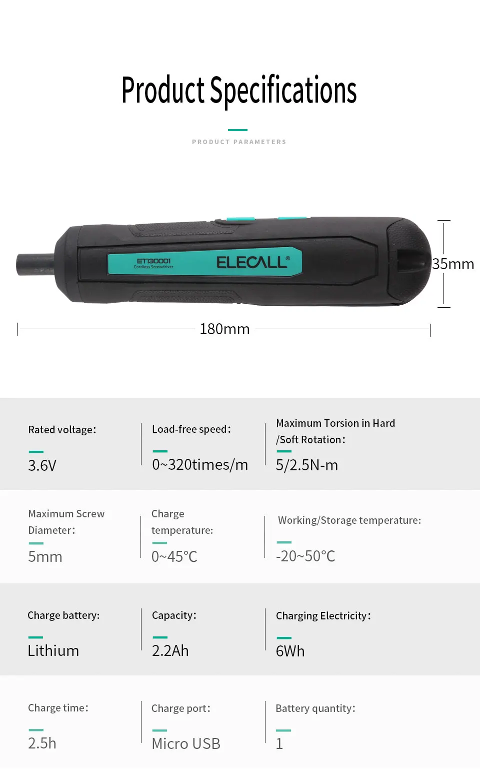 ELECALL Мини электрическая отвертка набор перезаряжаемая USB литиевая батарея 3,6 В аккумуляторная дрель электроинструменты