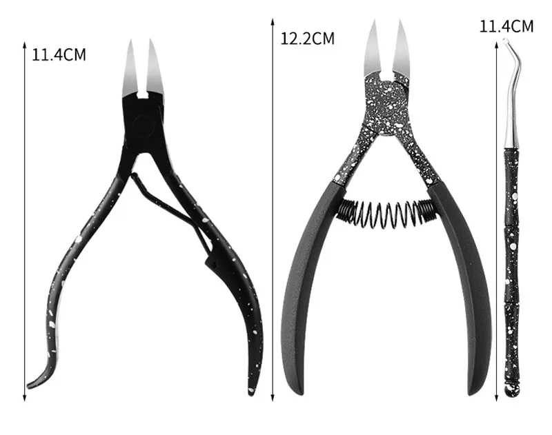 Черный, ногти для ног "францзуский маникюр" вросшего ногтя Набор ножницы для кутикулы ножницы, щипчики маникюрные ножницы плоскогубцы инструмент для педикюра, удаляет мертвую кожу коробочка для удаления