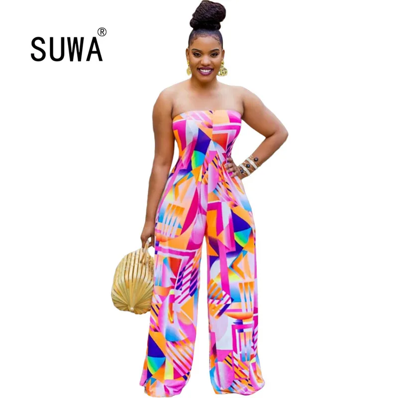 

Tie Dye Strapless Sexy Rompers Womens Jumpsuit Elegant Fashion Hot Summer Party Clubwear Skinny Wide Leg Pants One-Piece Overall