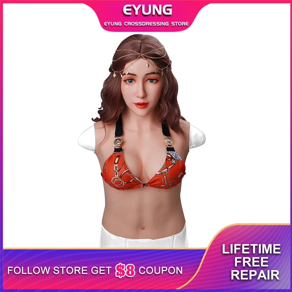 Силиконовая женская голова Masken Halfbody E CUP Реалистичная ручная работа макияж
