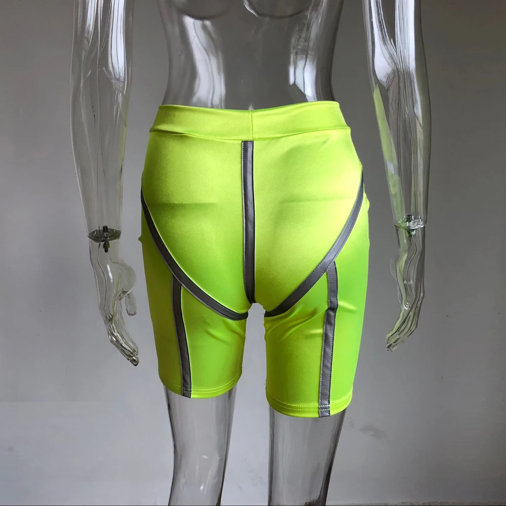 Hirigin женские эластичные байкерские велосипедные шорты тренировки спандекс леггинсы по колено светящиеся беговые обтягивающие шорты одежда s m l xl
