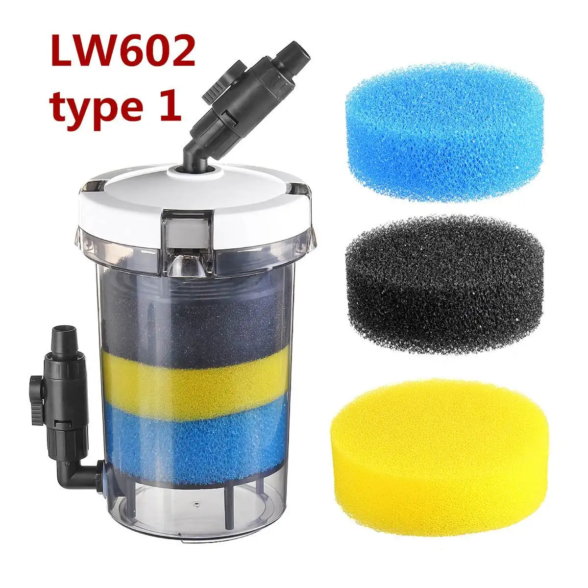 15W 220 V-240 V аквариум фильтр ультра-тихий внешний аквариумный фильтр ведро аквариум фильтр насоса LW602 LW603 w/Губка аксессуары - Цвет: LW602 type 1