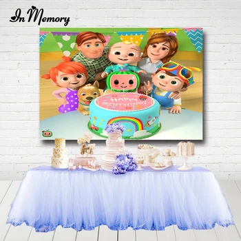 

InMemory Cocomelon Family Cake Photography Backgrounds Cartoon Kids 1st Birthday Party Backdrops For Photo Studio Decor Banner