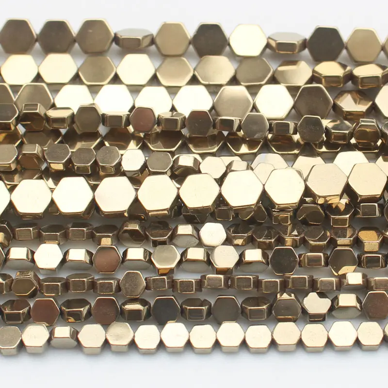 Pyrite Very Shining! Natural Hematite Hexagonal Plate beads 15inch, For DIY Jewelry Making, pendant,necklace - Цвет: Pyrite