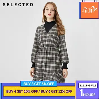 

SELECTED Winter Plaid Turtleneck Stitching Women Mid-length Dress S|41942J506