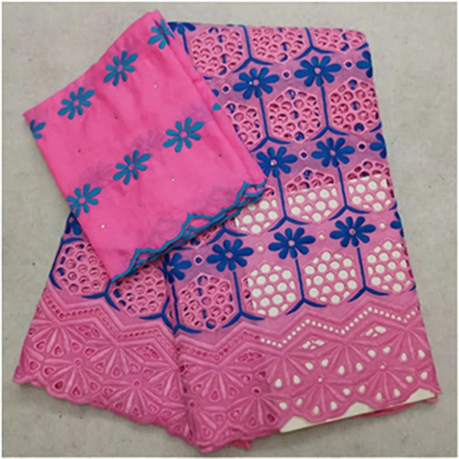 3 100%Cotton African Lace Fabric Latest Nigerian Wedding Lace Fabrics Embroidered Dubai Fabrics With Stones African Brocade 7yards - Цвет: 3