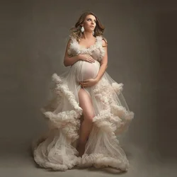 Maternity Robe for Photoshoot Extra Puffy Tulle Floor Length Pregnant Women Robes Sweetheart Neck Custom made Women Gowns