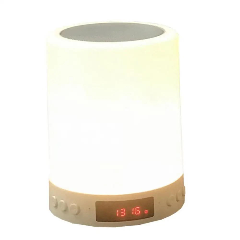 

HobbyLane Portable Mini Pat Light Colorful LED Night Light Bedside Table Wireless Bluetooth Speaker Lamp with Time and Alarm