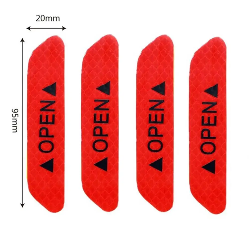 4Pcs/set Car Door Stickers Universal Safety Warning Mark OPEN High Reflective Tape Motorcycle Bike Helmet Sticker