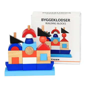 

22Pcs Children Wooden Pirate Ship Blocks Set Column Building Blocks Early Educational Toy Christmas Birthday Gift For Children