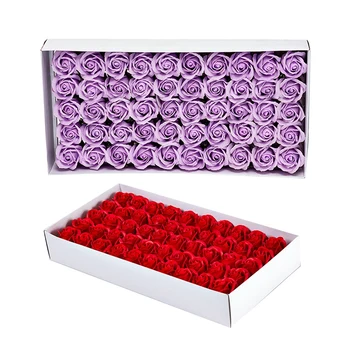 

100Pcs Floral Scented Bath Soap Rose Flower Petals Plant Essential Oil Set, 50 Pcs Big Red & 50 Pcs Light Purple