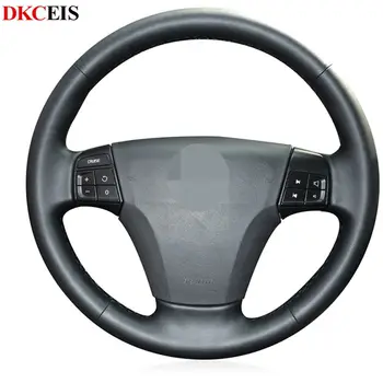 

DIY Hand-stitched Black Soft PU Artificial Leather Car Steering Wheel Cover for Volvo V50 2005-2011 S40 2006-2012