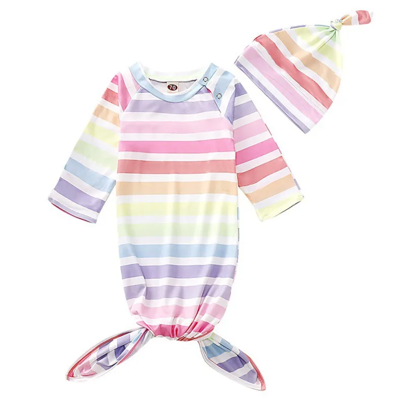 Набор для новорожденных мягкие красочные полосатые одеяла с принтом пеленания спальный комплект для младенца шляпа набор