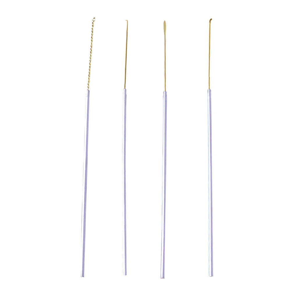 4pcs Copper Stainless Steel Ear Wax Pick Curette Earwax Removal Picker Earpick Tool Kit for Kids Adults