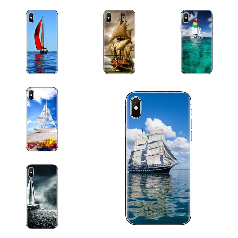 For Samsung Galaxy A3 A5 A7 A9 A8 Star A6 Plus 2018 2015 2016 2017 TPU Transparent Shell Cases sand Sailing Ship Dark Wallpapers |