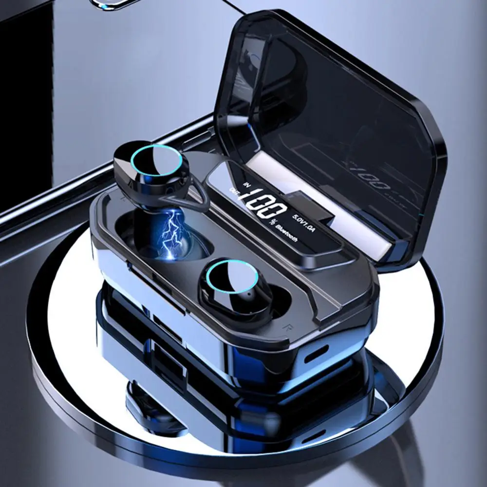 

TWS 5.0 Bluetooth Earphone Earset 9D Stereo Wireless Earphones IPX7 Waterproof Earphone 3300mAh LED Power Bank Phone Holder