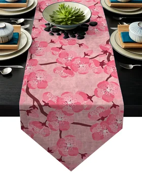 

Flower Japan Cherry Blossoms Table Runner Table Flag Home Party Decorative Tablecloth Table Runners for Wedding