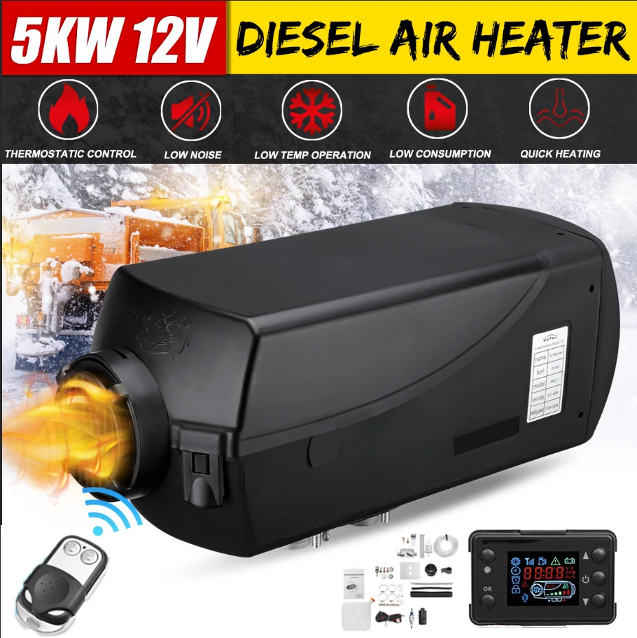 

5KW 12V Air Diesels Heater Parking Heater With Remote Control LCD Monitor Car Heater Silencer For free