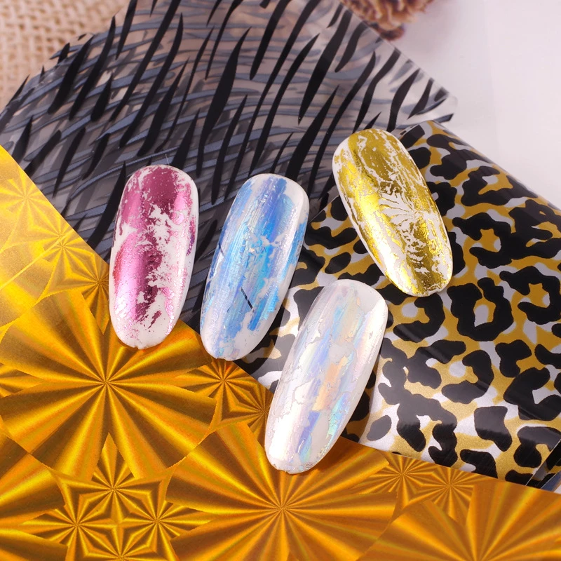 Nusx 4 100cm Starry Nail Foils Holographic Stickers Nail Transfer Sticker Laser Rose Gold Champagne Nails 3